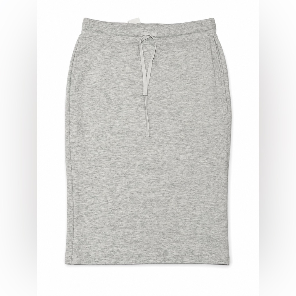 LOFT Light Gray Knit Pencil Skirt with Drawstring